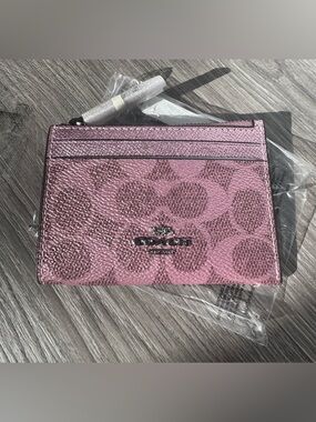 NWT Coach mini skinny ID case signature canvas